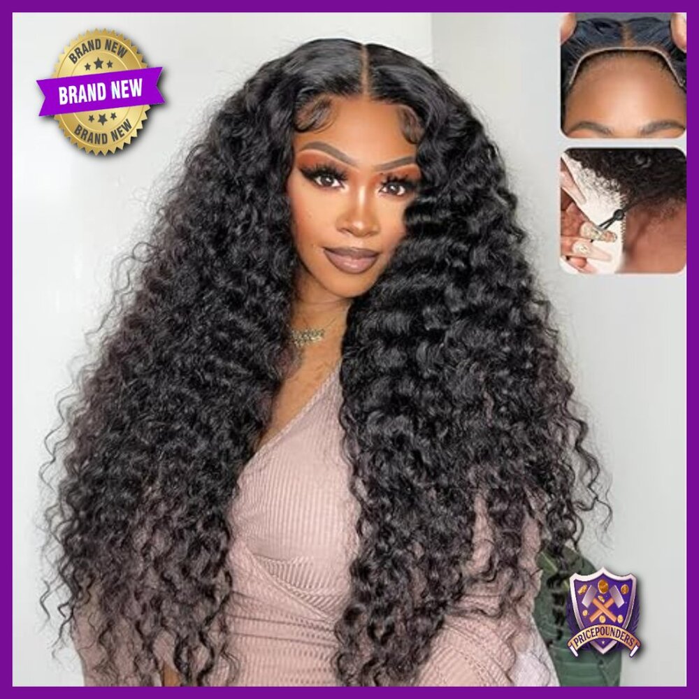 26 Inch Glueless Human Hair Wig Deep Wave 210% Density Pre Plucked